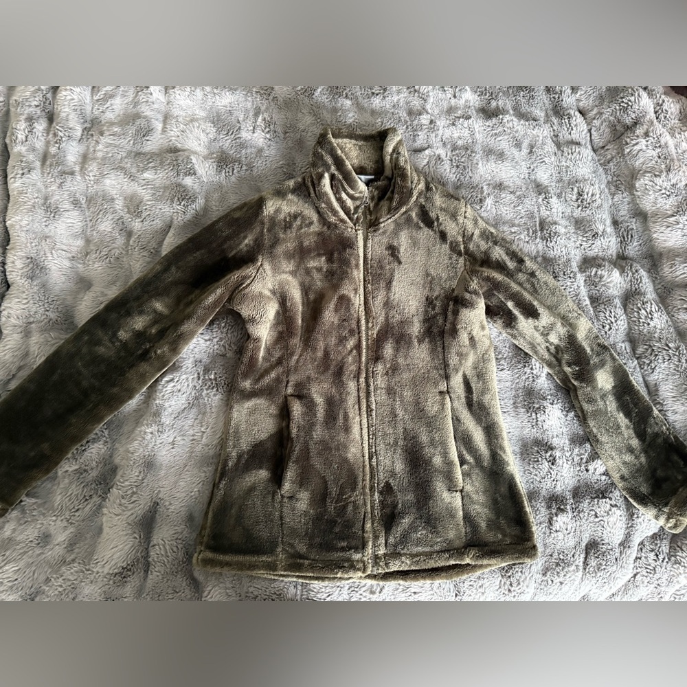 WOMEN'S LUXE FUR FULL-ZIP dark green size XS worn only once